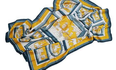 foulard hermes giallo e azzurro|Uomo Cravatte, sciarpe e carré .